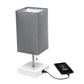 All The Rages Simple Designs White 2-Pack Table Lamps With USB Charging Port & Gray Fabric Shades