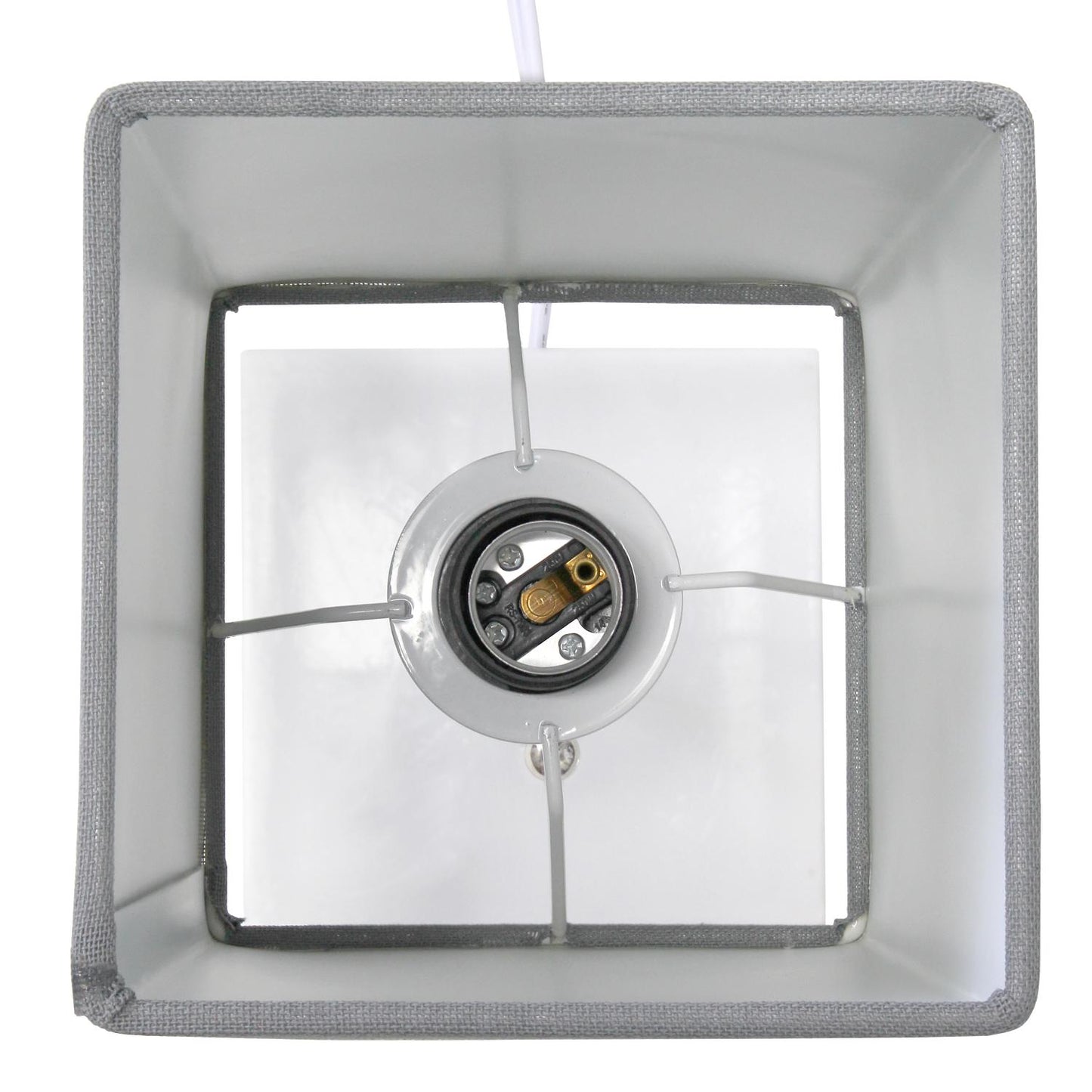 All The Rages Simple Designs White 2-Pack Table Lamps With USB Charging Port & Gray Fabric Shades