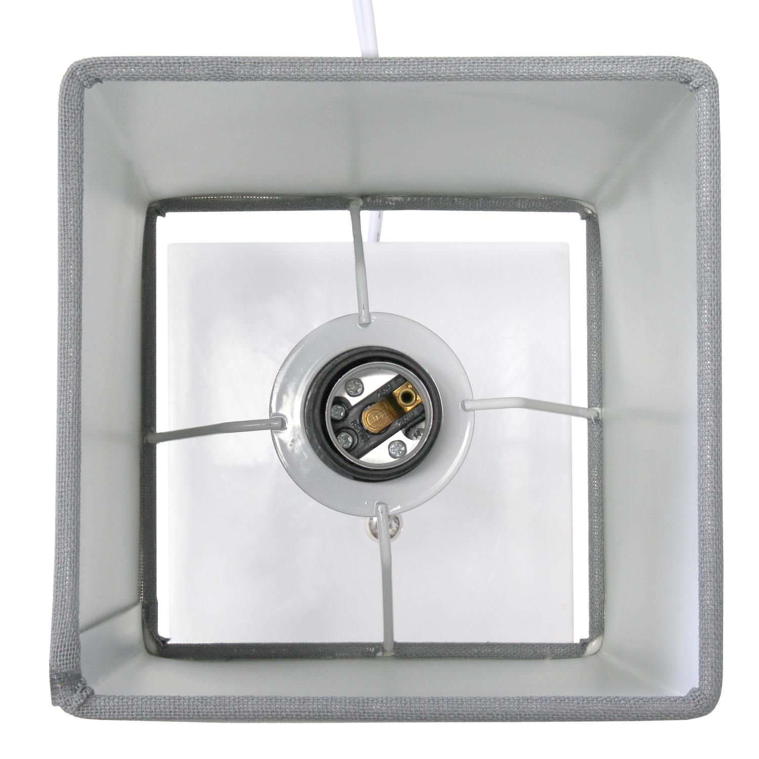 All The Rages Simple Designs White 2-Pack Table Lamps With USB Charging Port & Gray Fabric Shades