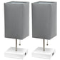 All The Rages Simple Designs White 2-Pack Table Lamps With USB Charging Port & Gray Fabric Shades