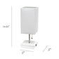 All The Rages Simple Designs White 2-Pack Table Lamps With USB Charging Port & White Fabric Shades