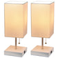 All The Rages Simple Designs White 2-Pack Table Lamps With USB Charging Port & White Fabric Shades