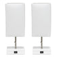 All The Rages Simple Designs White 2-Pack Table Lamps With USB Charging Port & White Fabric Shades