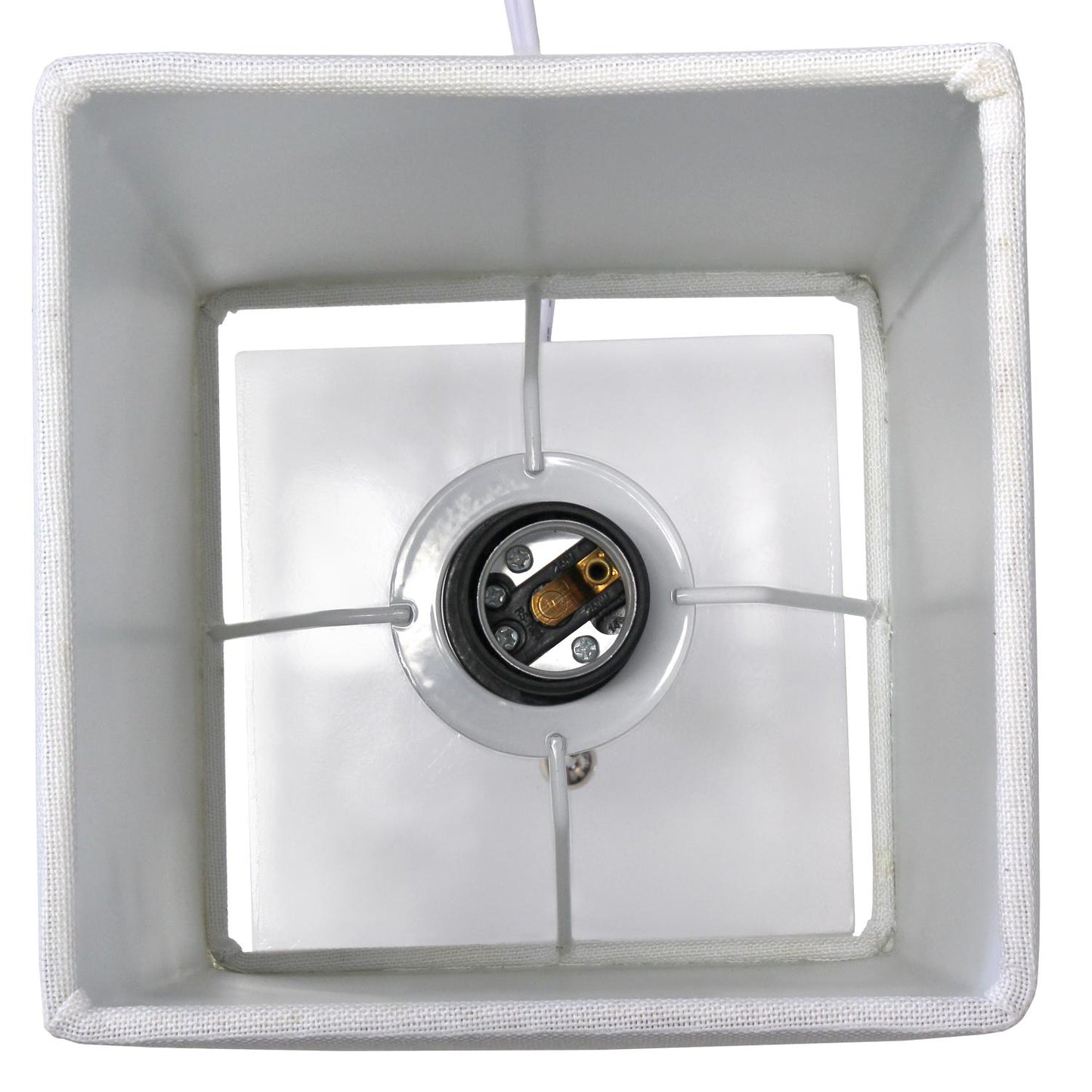 All The Rages Simple Designs White 2-Pack Table Lamps With USB Charging Port & White Fabric Shades