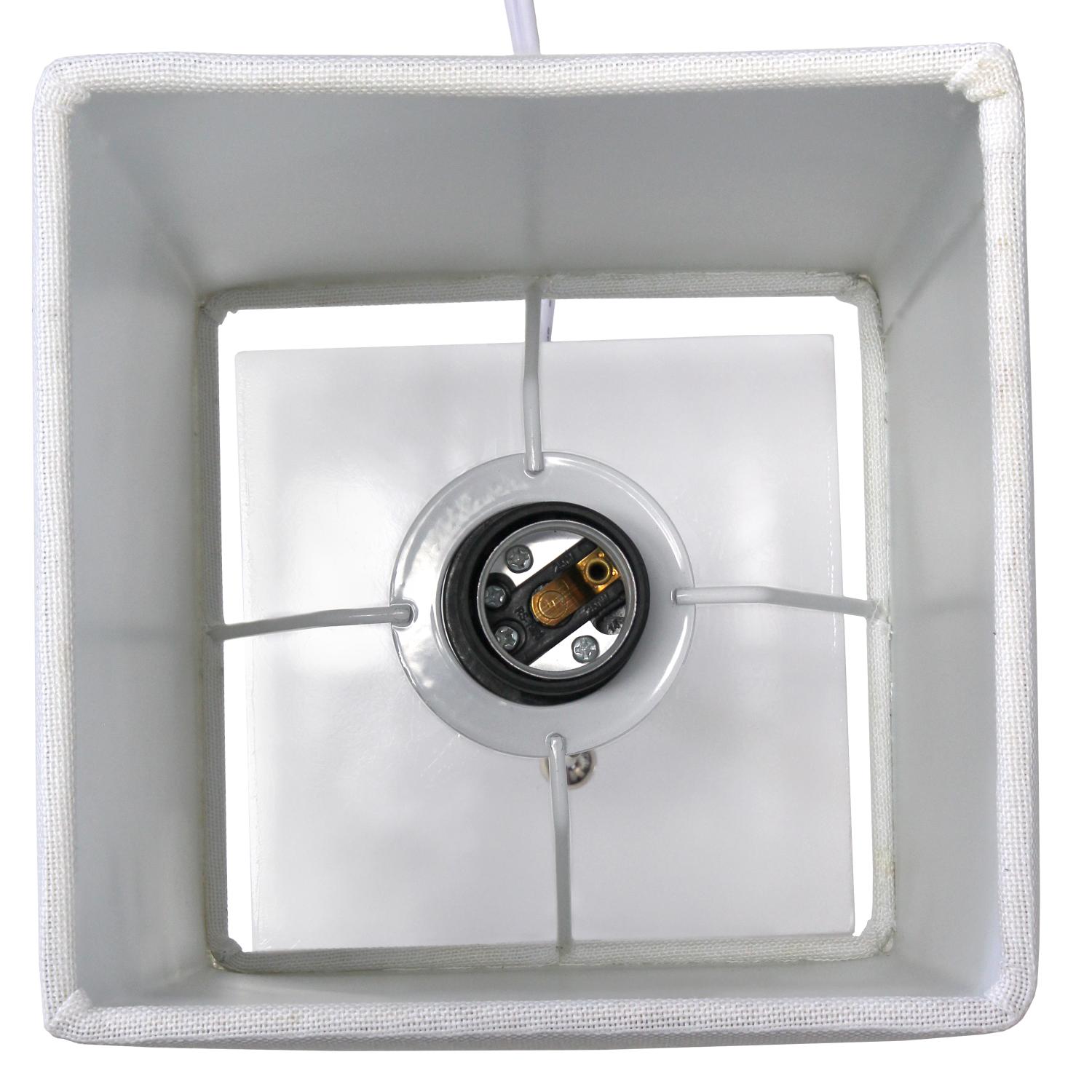All The Rages Simple Designs White 2-Pack Table Lamps With USB Charging Port & White Fabric Shades