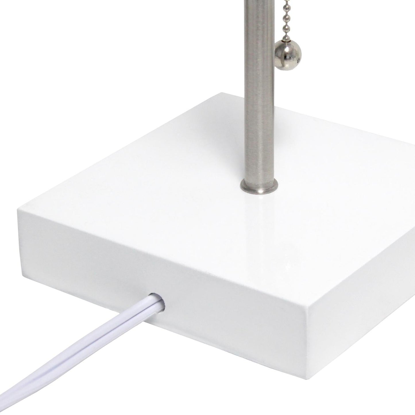 All The Rages Simple Designs White 2-Pack Table Lamps With USB Charging Port & White Fabric Shades