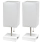 All The Rages Simple Designs White 2-Pack Table Lamps With USB Charging Port & White Fabric Shades