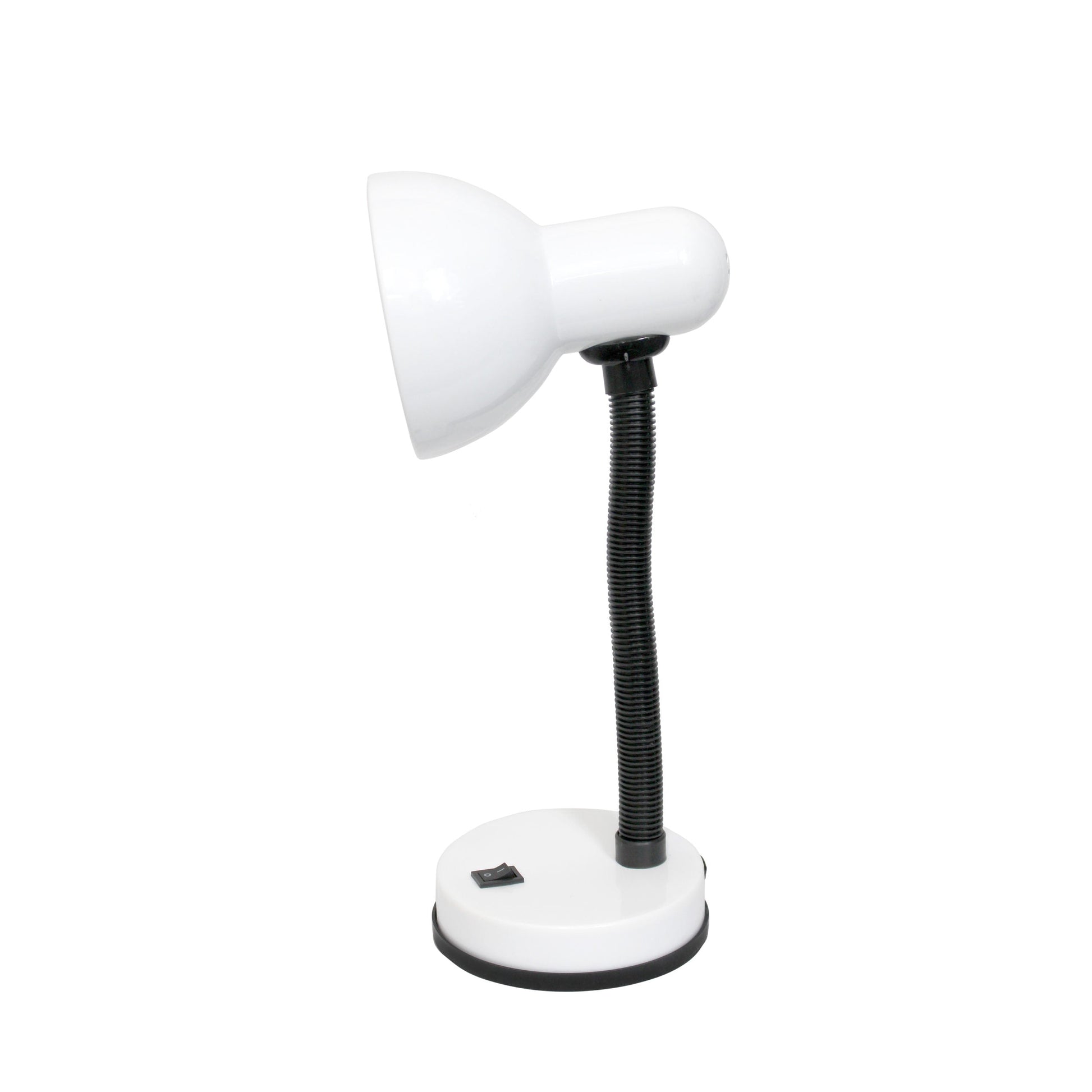 All The Rages Simple Designs White Basic Metal Desk Lamp With Flexible Hose Neck