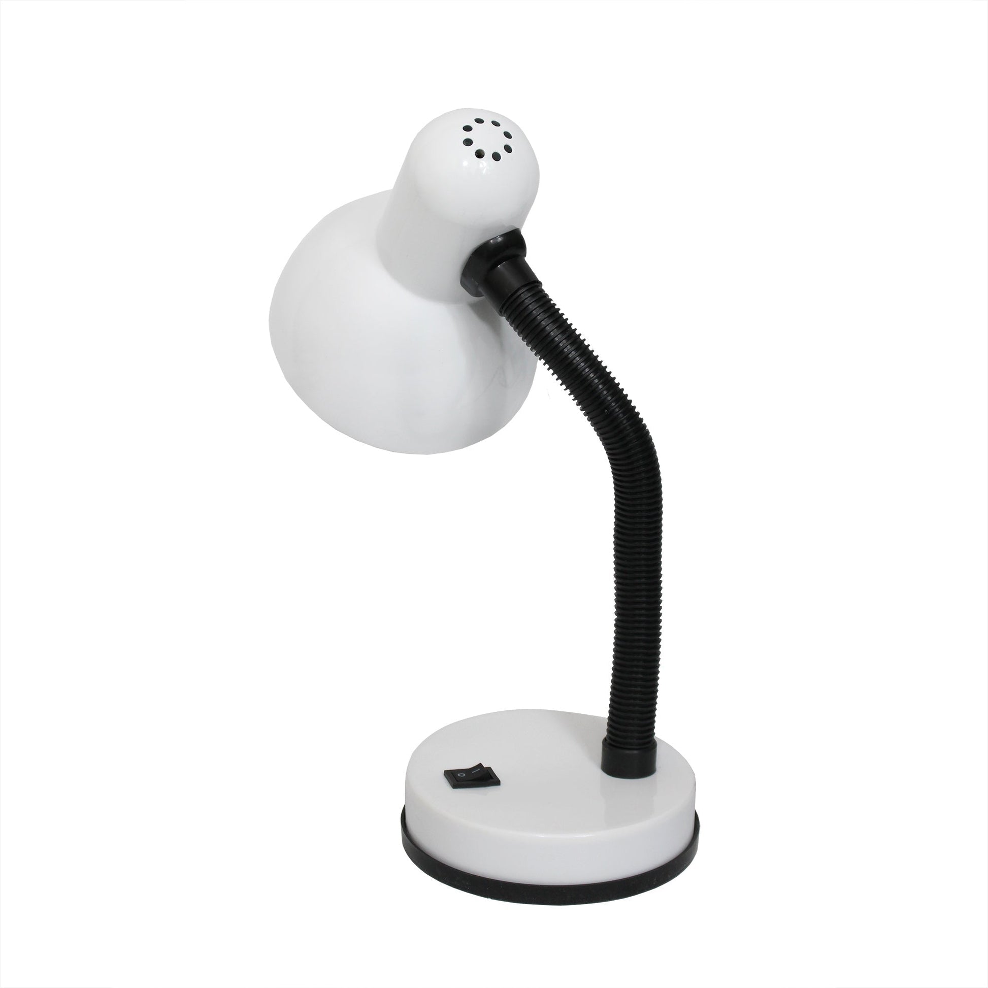 All The Rages Simple Designs White Basic Metal Desk Lamp With Flexible Hose Neck