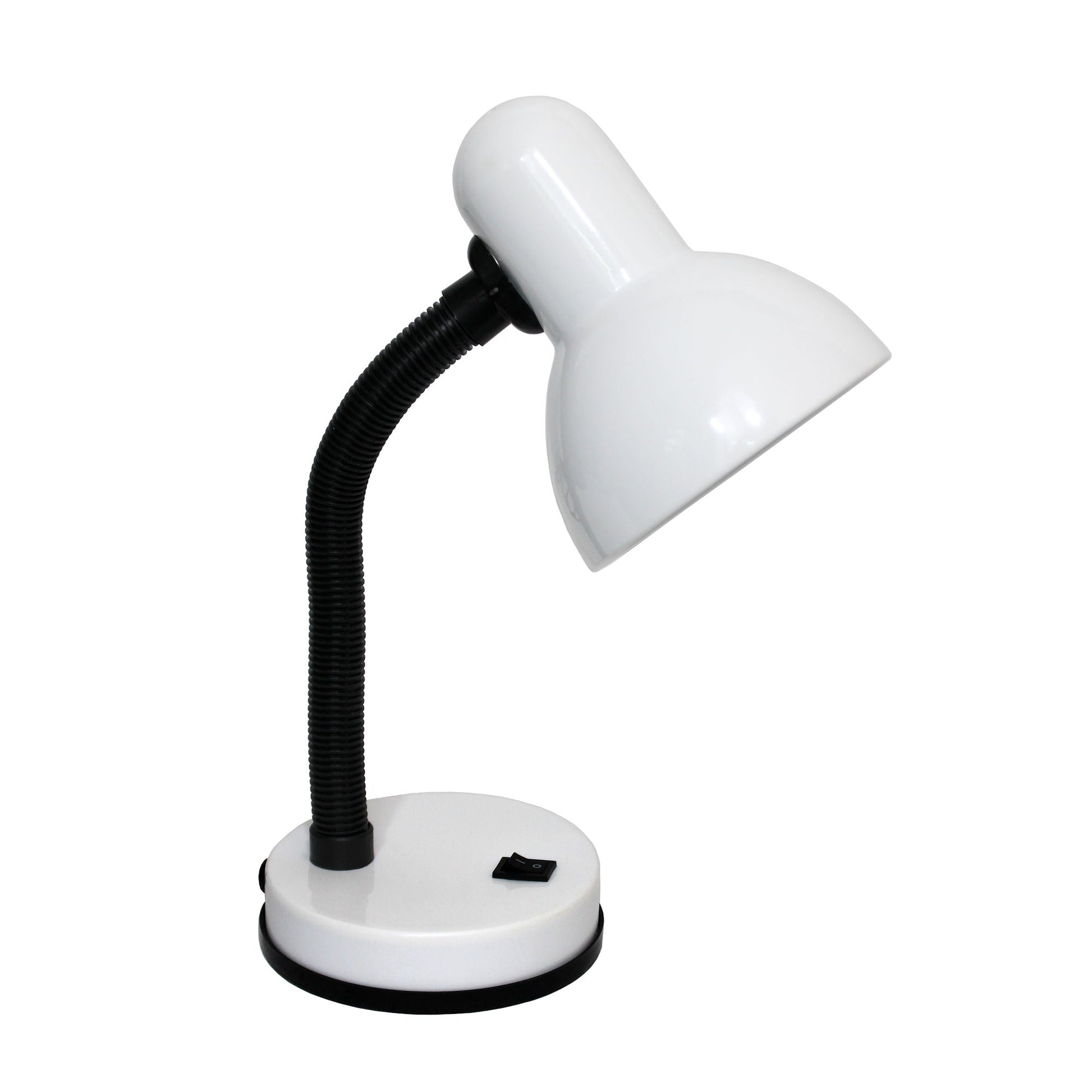 All The Rages Simple Designs White Basic Metal Desk Lamp With Flexible Hose Neck