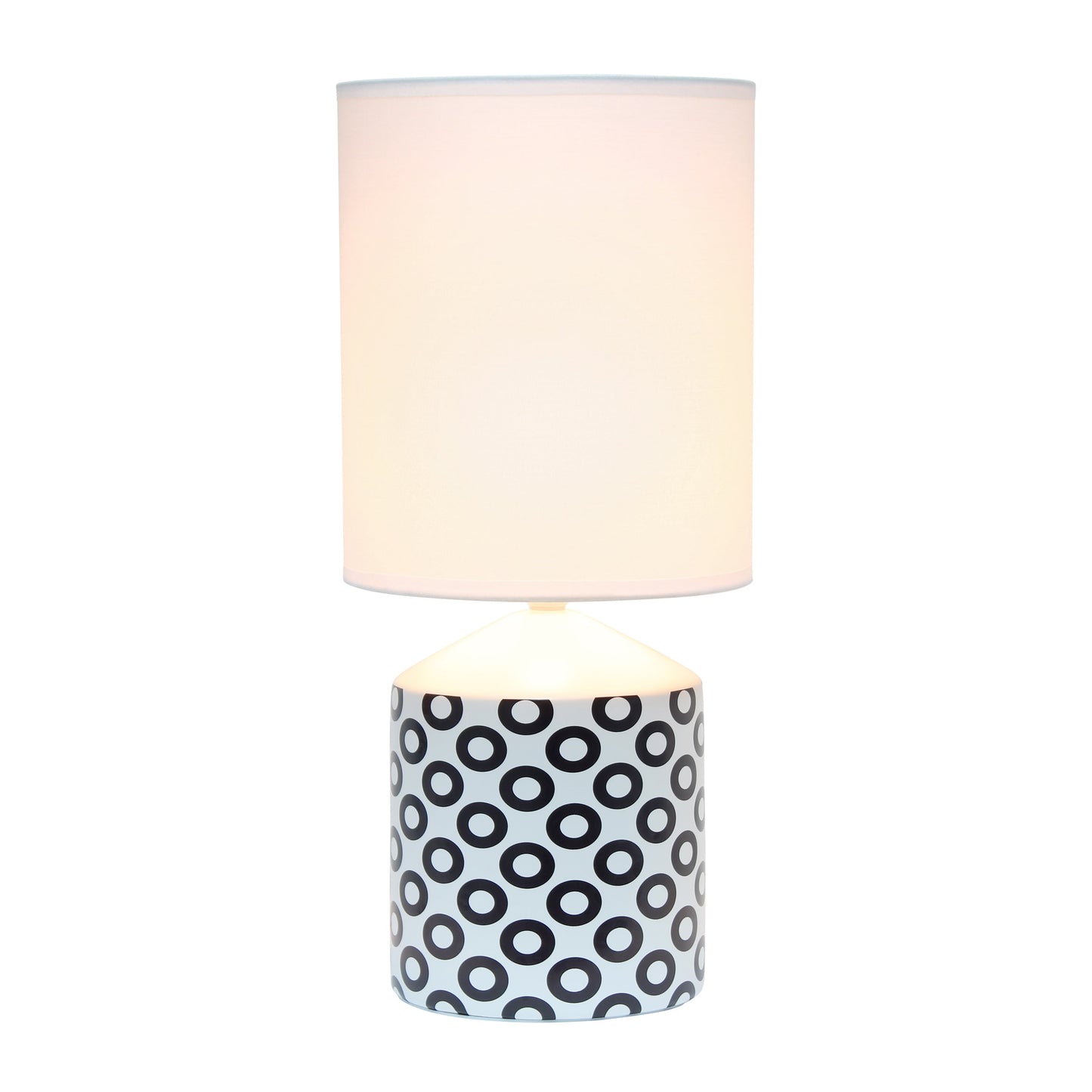 All The Rages Simple Designs White & Black Oval Prints Table Lamp