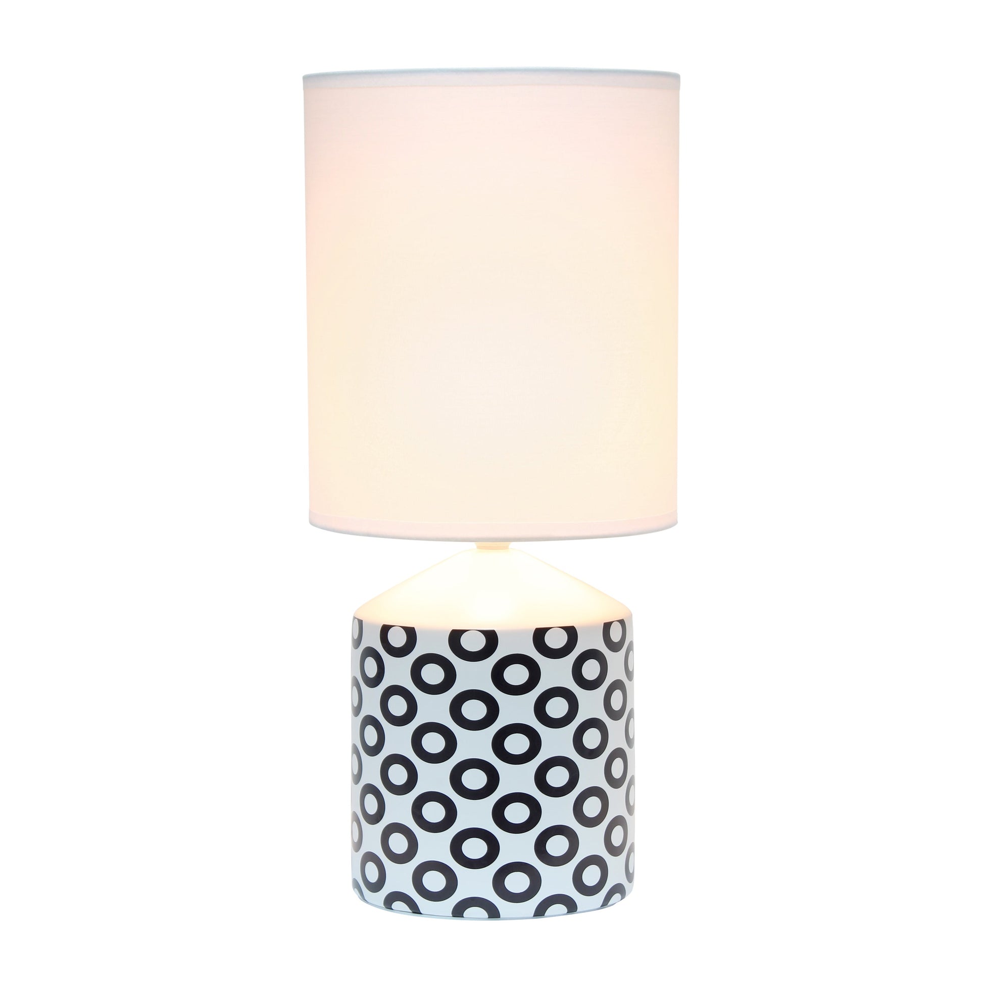 All The Rages Simple Designs White & Black Oval Prints Table Lamp