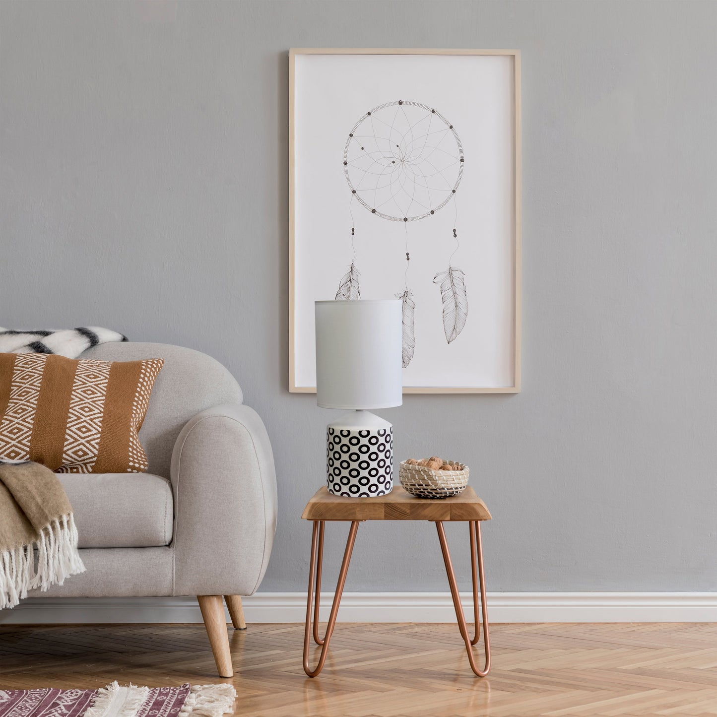 All The Rages Simple Designs White & Black Oval Prints Table Lamp