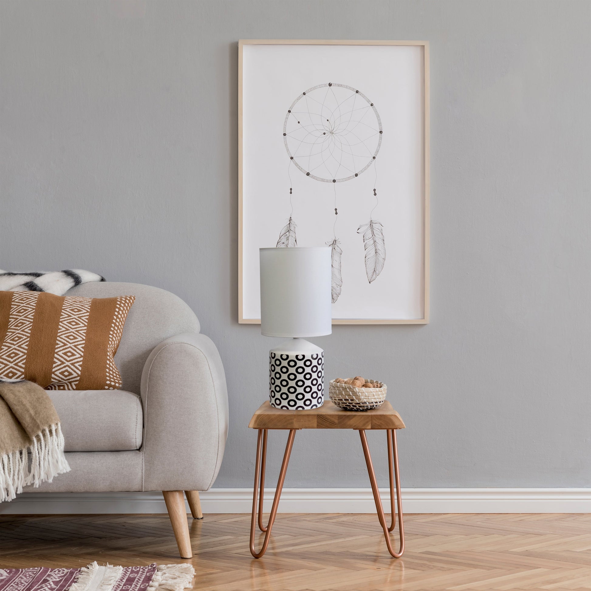 All The Rages Simple Designs White & Black Oval Prints Table Lamp