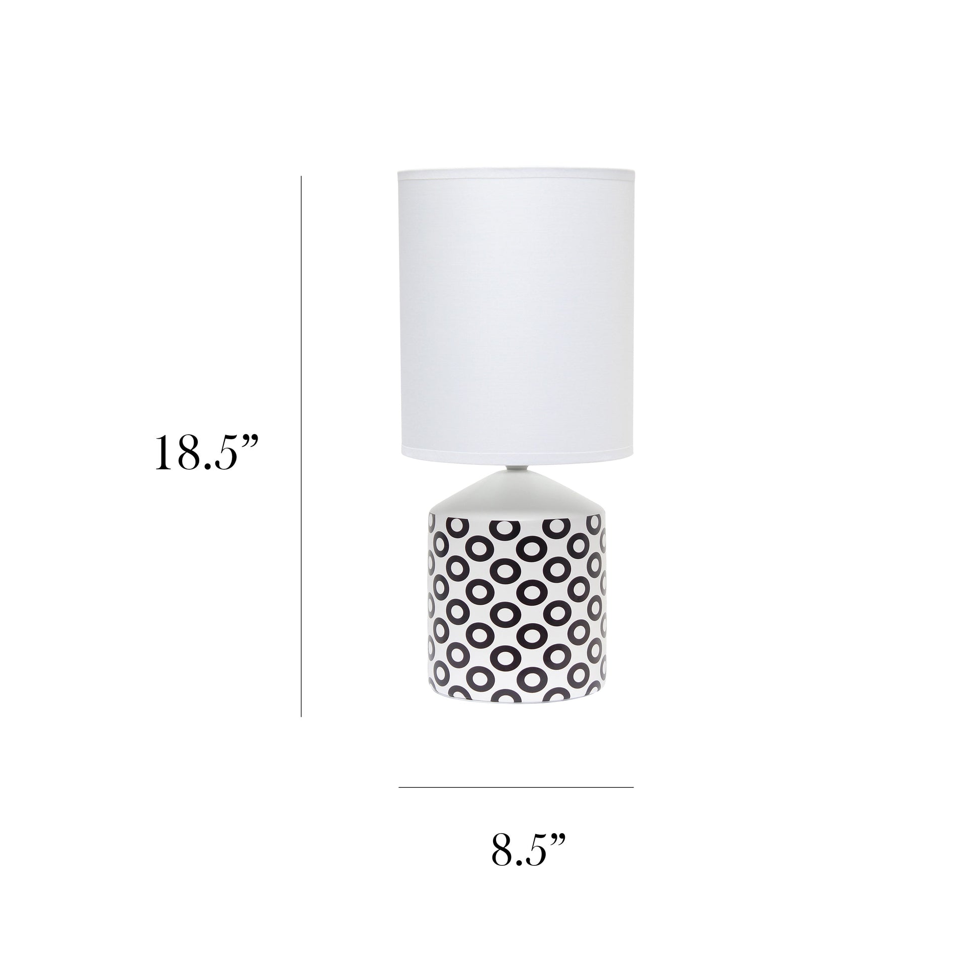 All The Rages Simple Designs White & Black Oval Prints Table Lamp