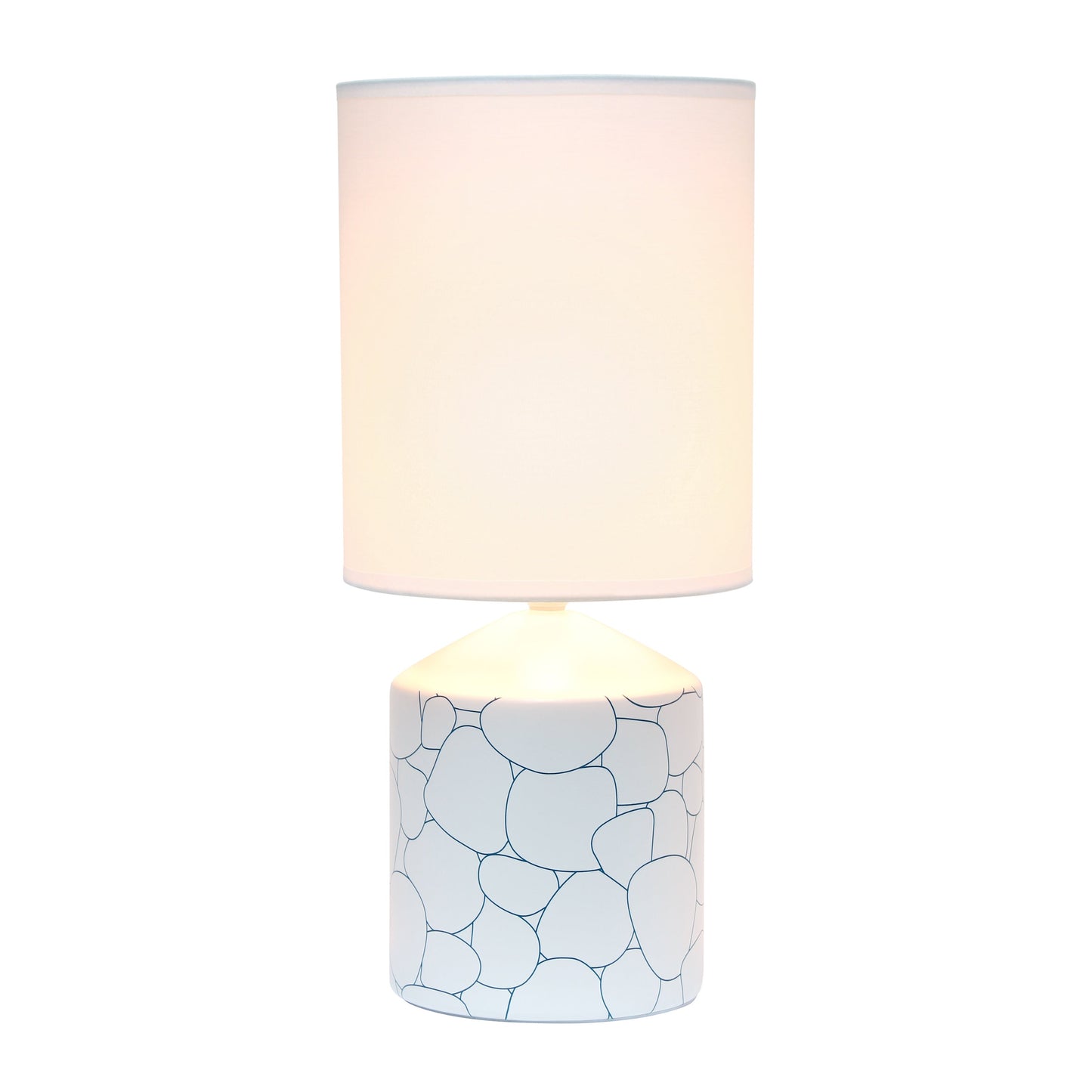 All The Rages Simple Designs White & Blue Stone Prints Table Lamp