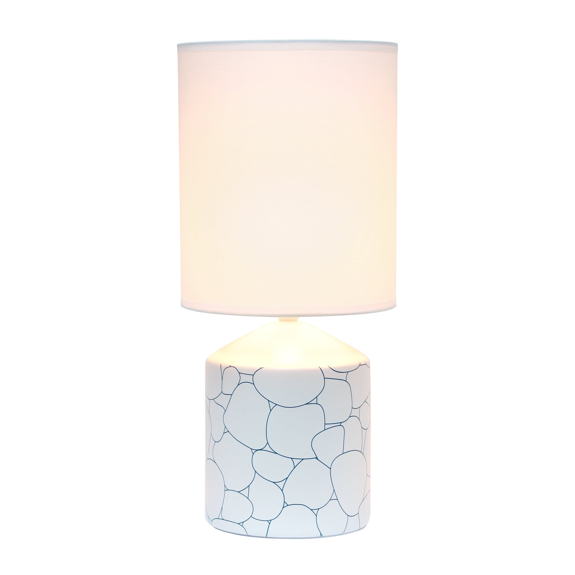 All The Rages Simple Designs White & Blue Stone Prints Table Lamp