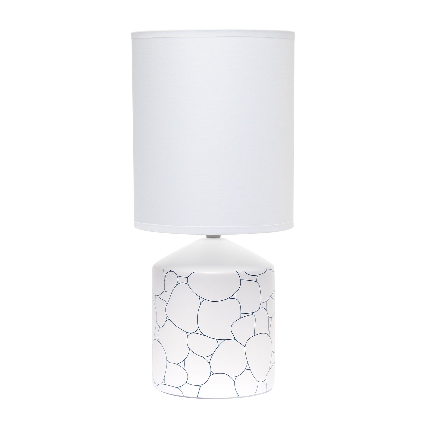 All The Rages Simple Designs White & Blue Stone Prints Table Lamp