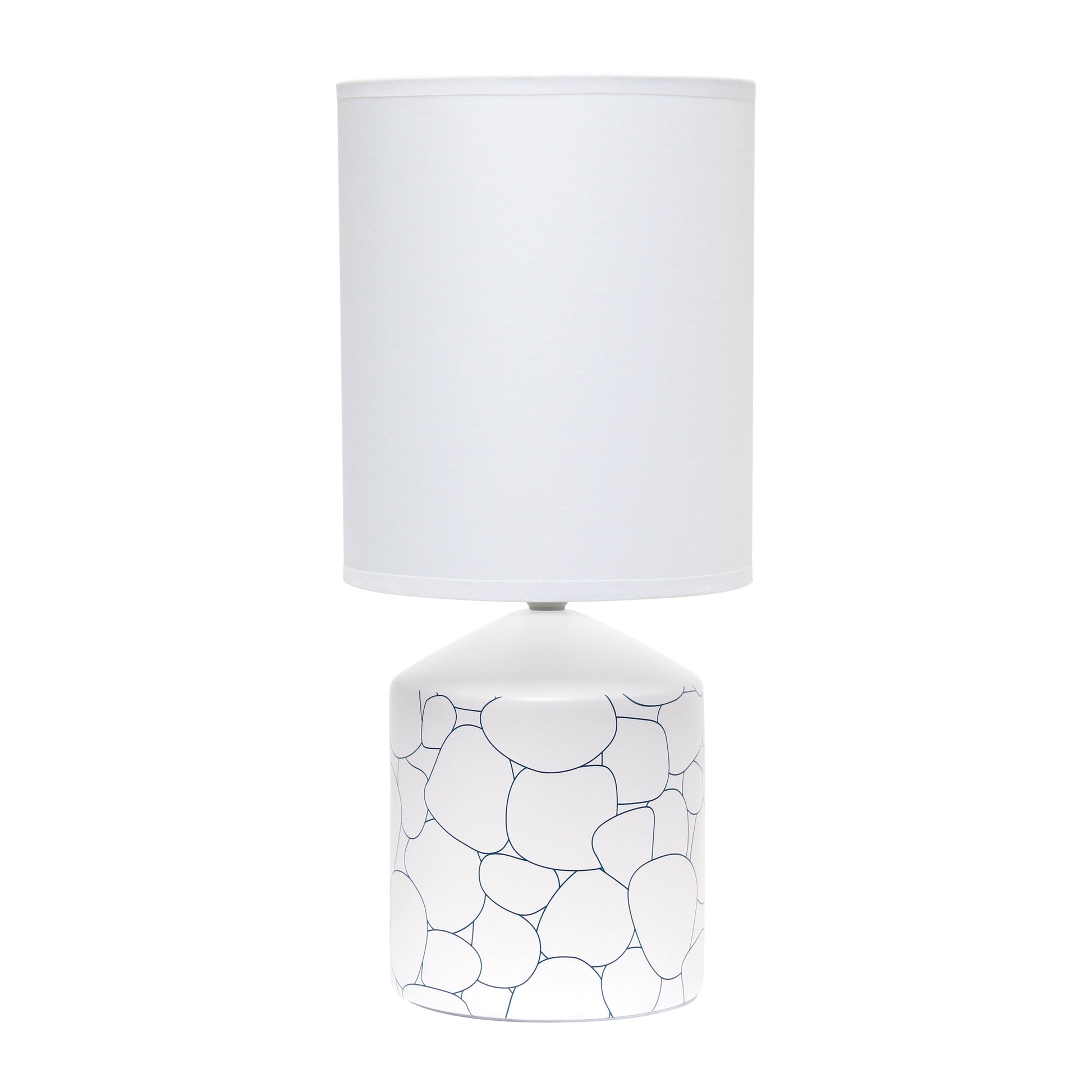 All The Rages Simple Designs White & Blue Stone Prints Table Lamp