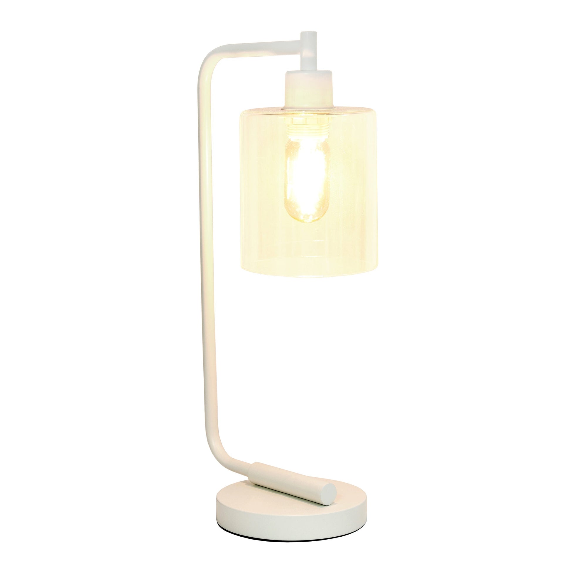 All The Rages Simple Designs White Bronson Antique Style Industrial Iron Lantern Desk Lamp With Glass Shade