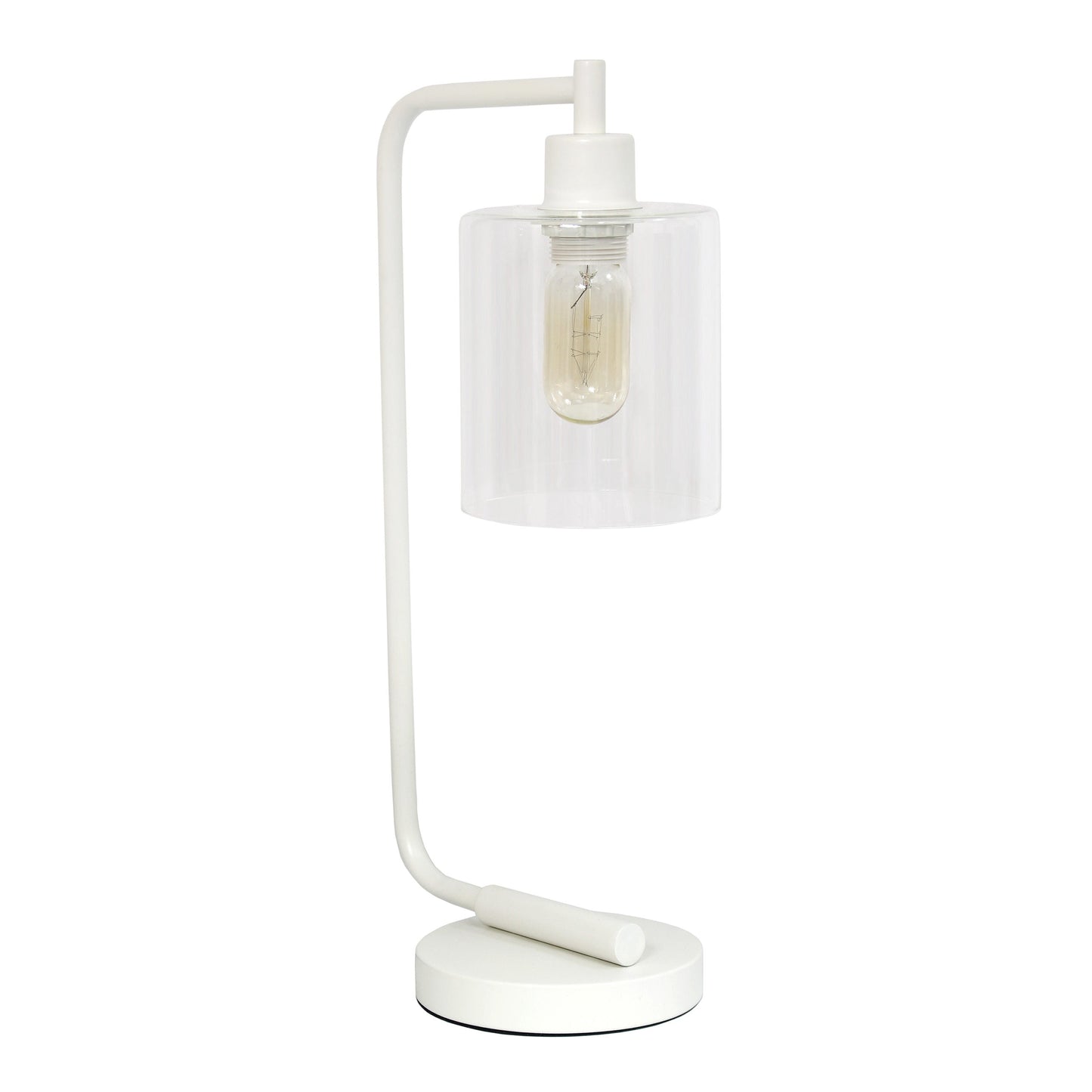 All The Rages Simple Designs White Bronson Antique Style Industrial Iron Lantern Desk Lamp With Glass Shade