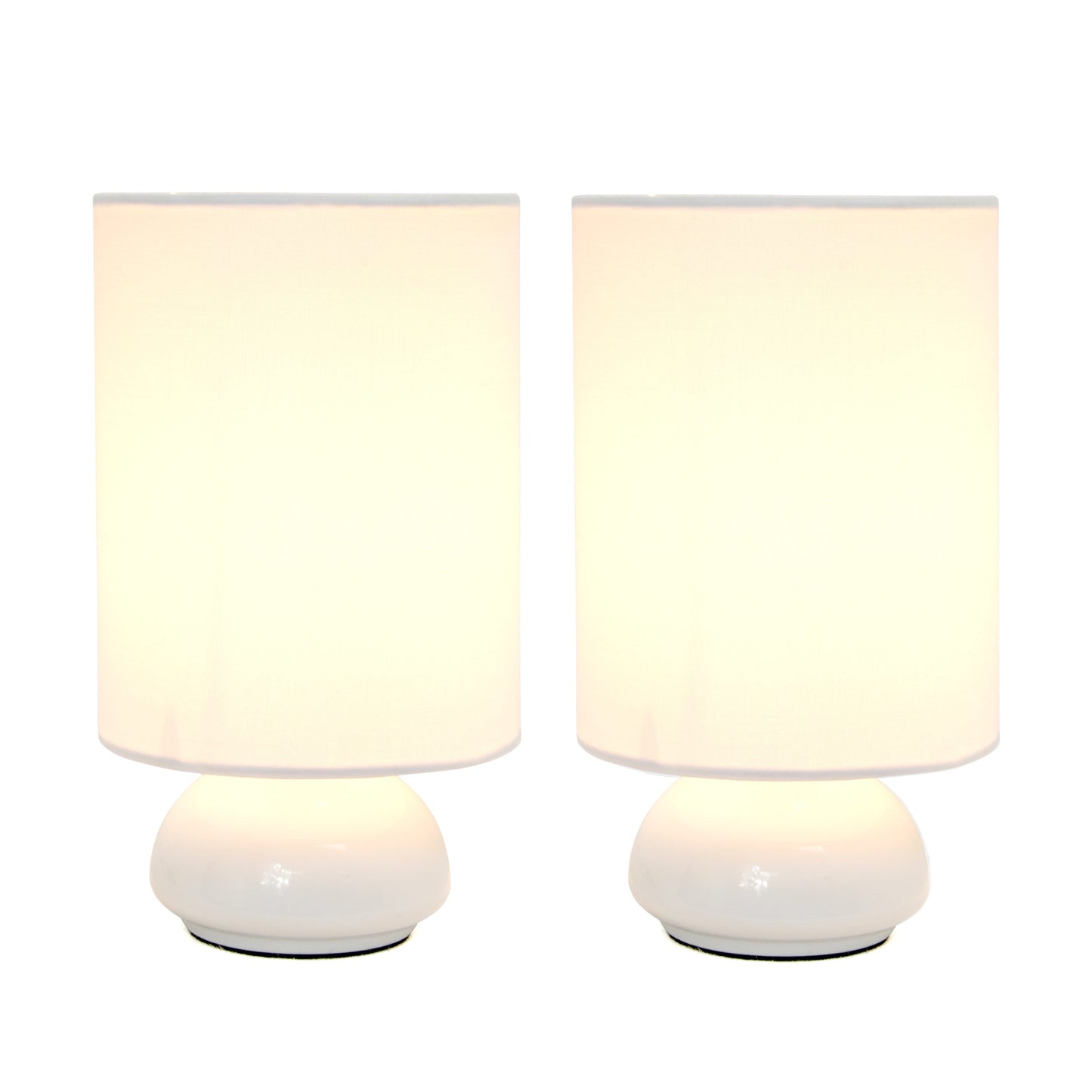 All The Rages Simple Designs White Gemini 2-Pack Mini Table Lamp Set With Fabric Shades