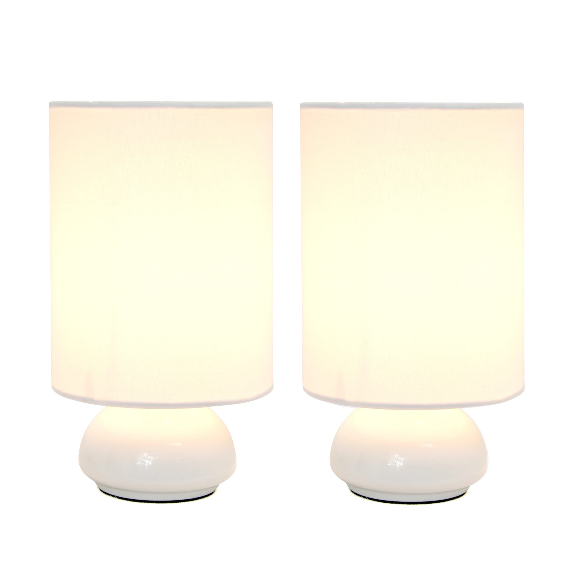 All The Rages Simple Designs White Gemini 2-Pack Mini Table Lamp Set With Fabric Shades
