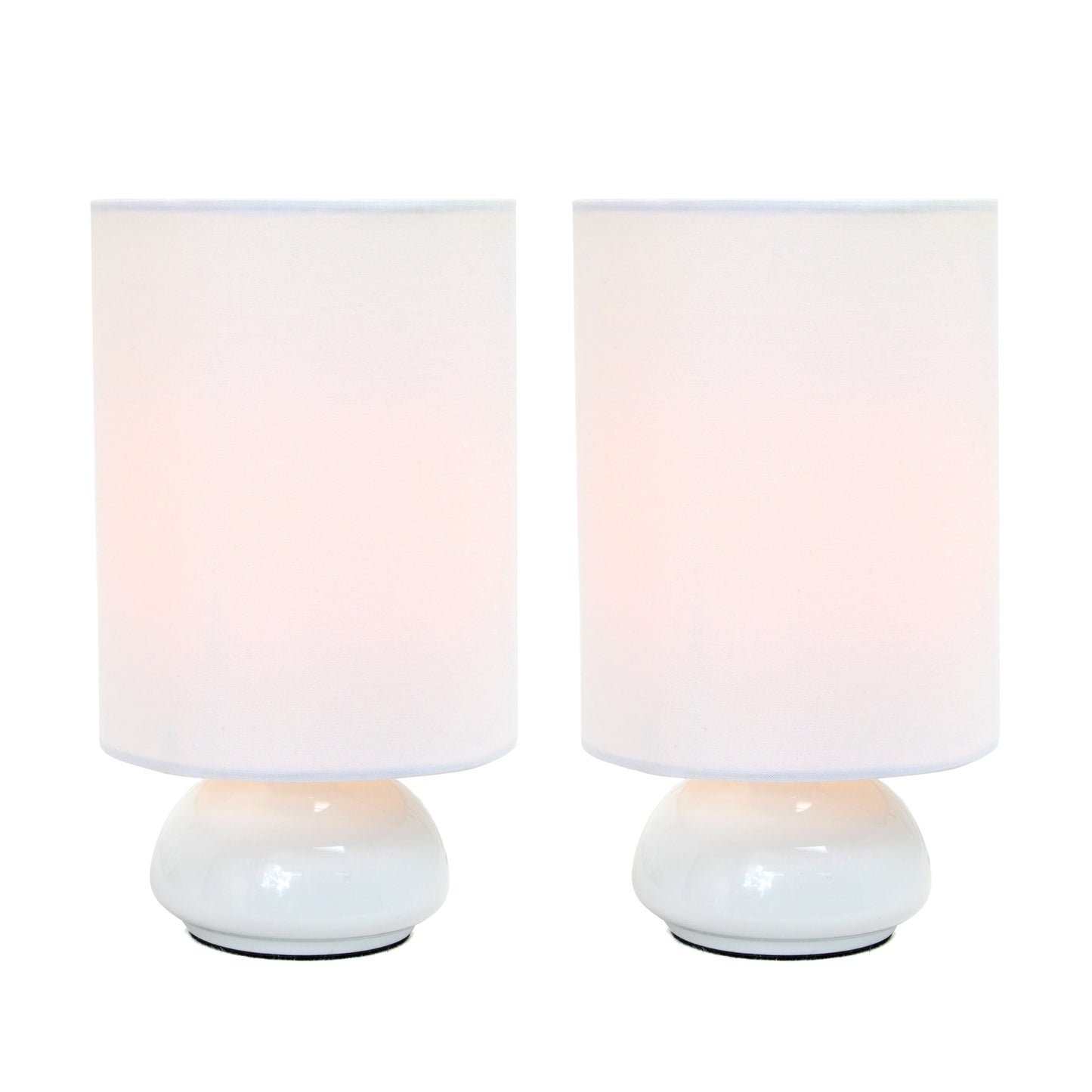 All The Rages Simple Designs White Gemini 2-Pack Mini Table Lamp Set With Fabric Shades