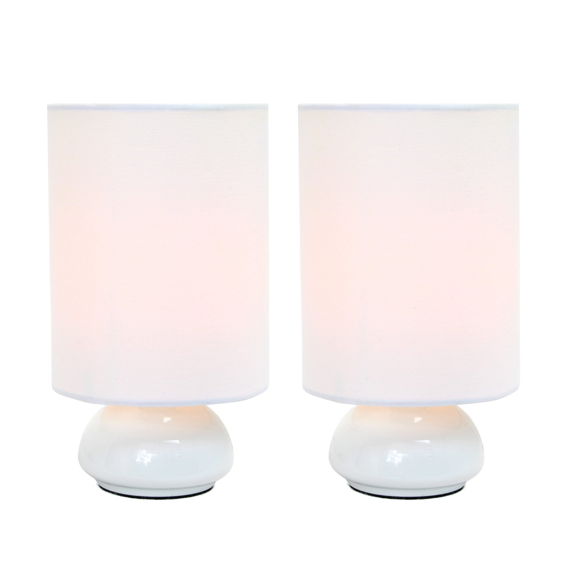 All The Rages Simple Designs White Gemini 2-Pack Mini Table Lamp Set With Fabric Shades
