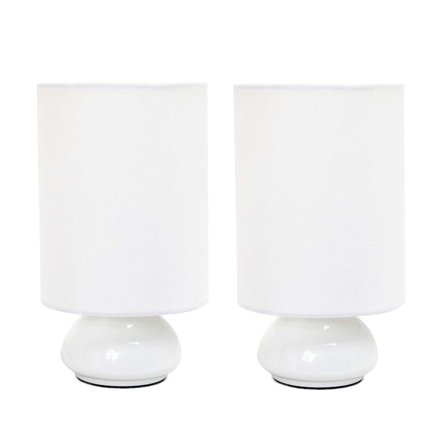 All The Rages Simple Designs White Gemini 2-Pack Mini Table Lamp Set With Fabric Shades