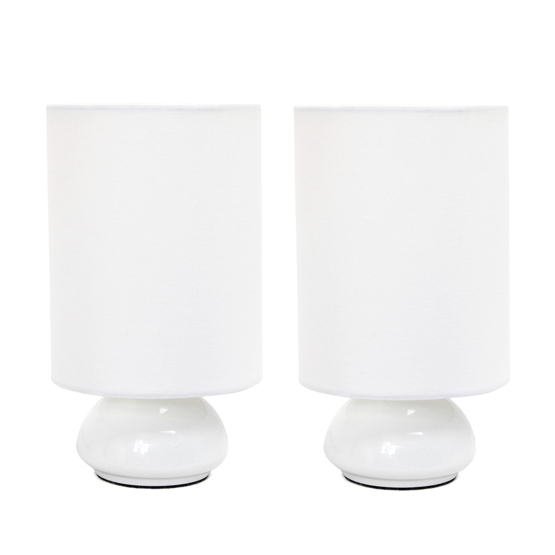All The Rages Simple Designs White Gemini 2-Pack Mini Table Lamp Set With Fabric Shades