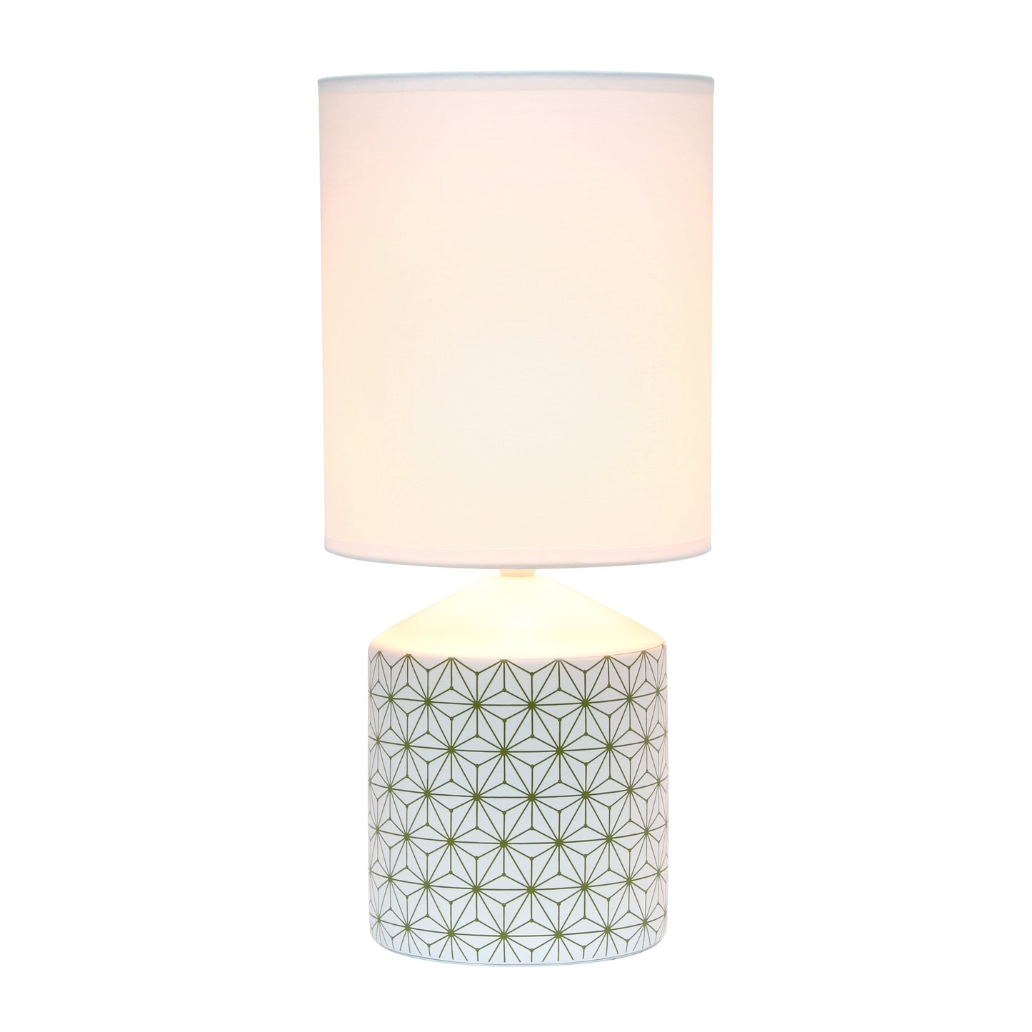 All The Rages Simple Designs White & Gold Square Prints Table Lamp