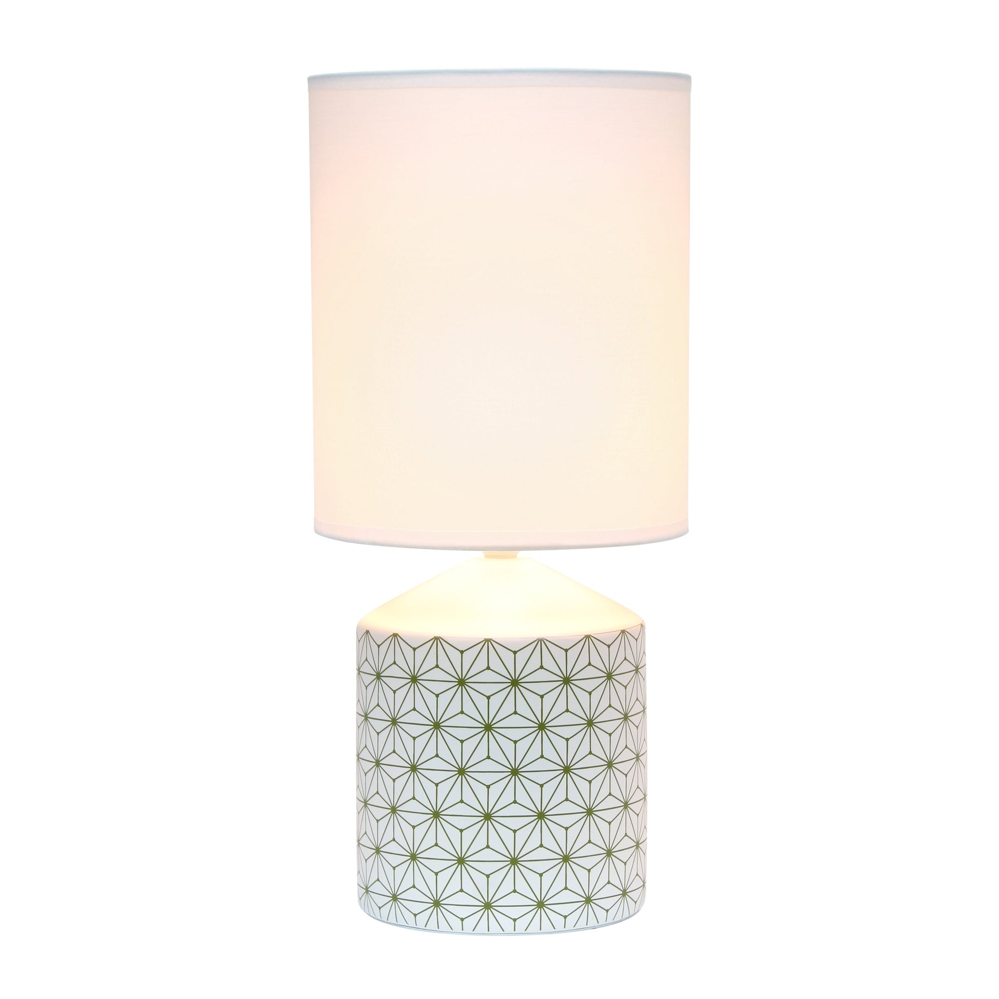 All The Rages Simple Designs White & Gold Square Prints Table Lamp