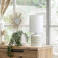 All The Rages Simple Designs White & Gold Square Prints Table Lamp