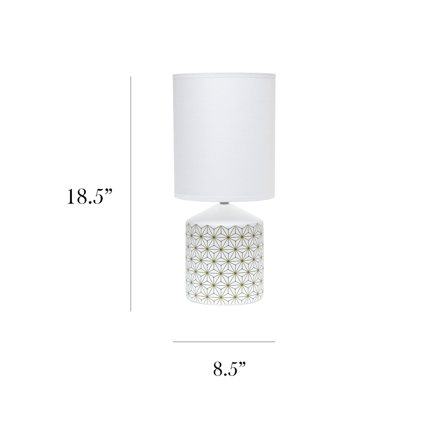 All The Rages Simple Designs White & Gold Square Prints Table Lamp
