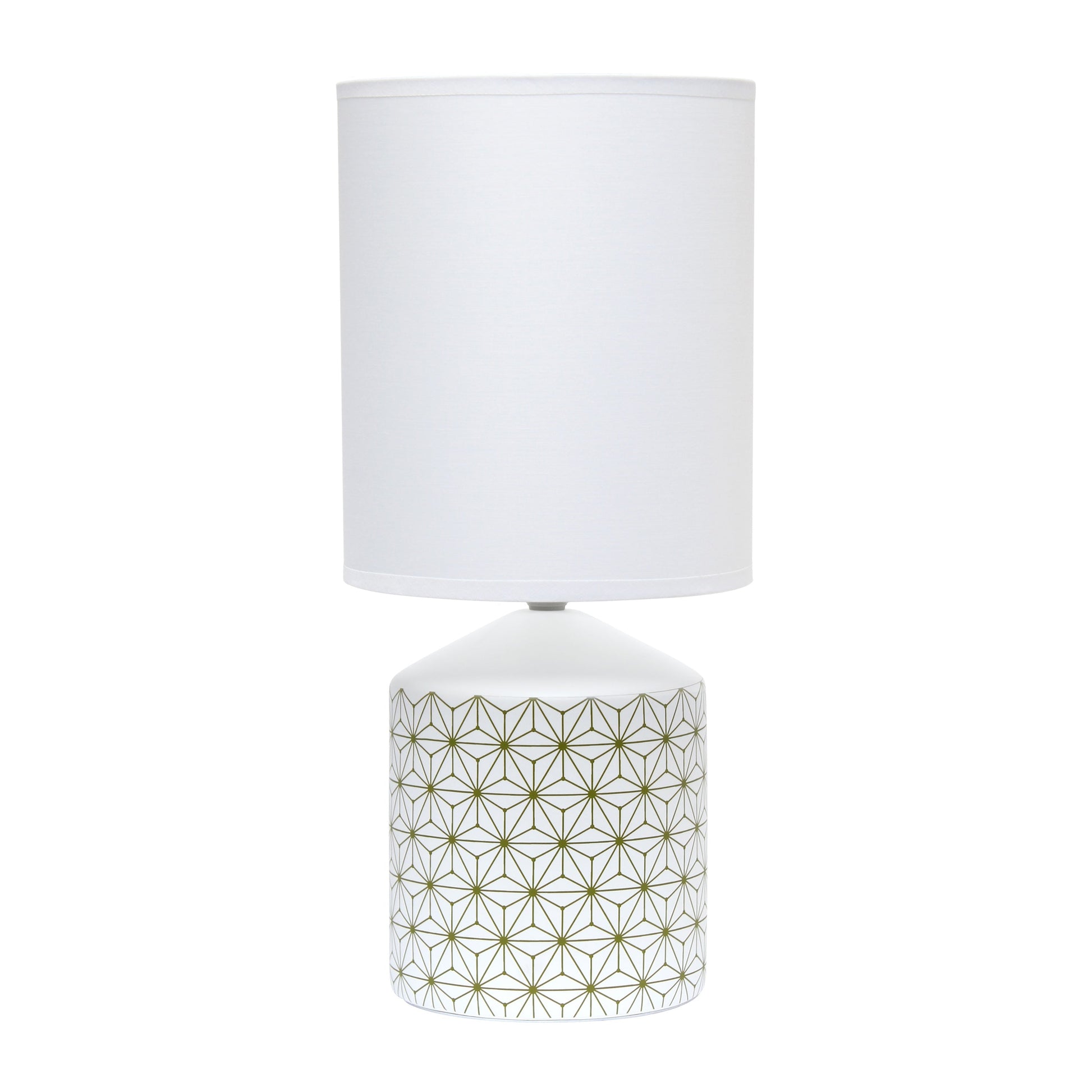 All The Rages Simple Designs White & Gold Square Prints Table Lamp