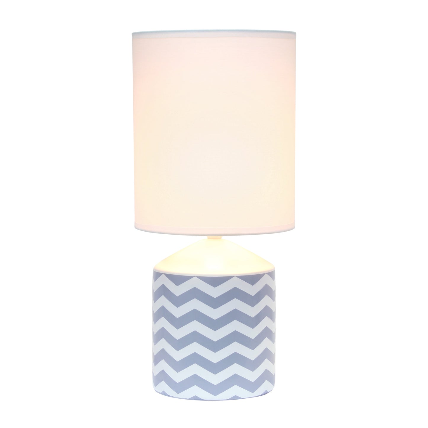 All The Rages Simple Designs White & Gray Waves Prints Table Lamp
