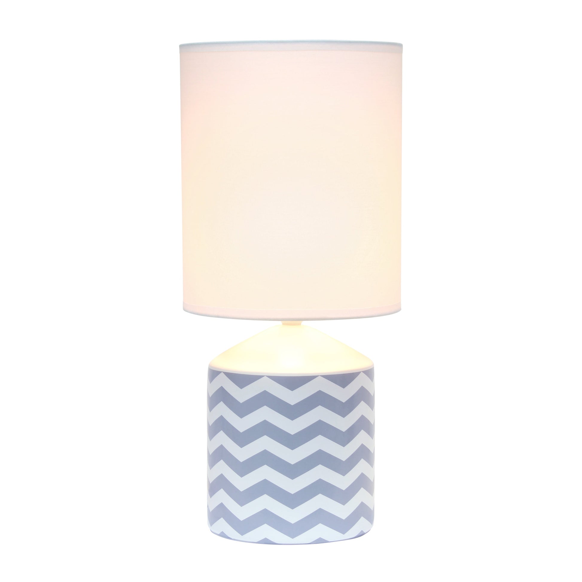 All The Rages Simple Designs White & Gray Waves Prints Table Lamp