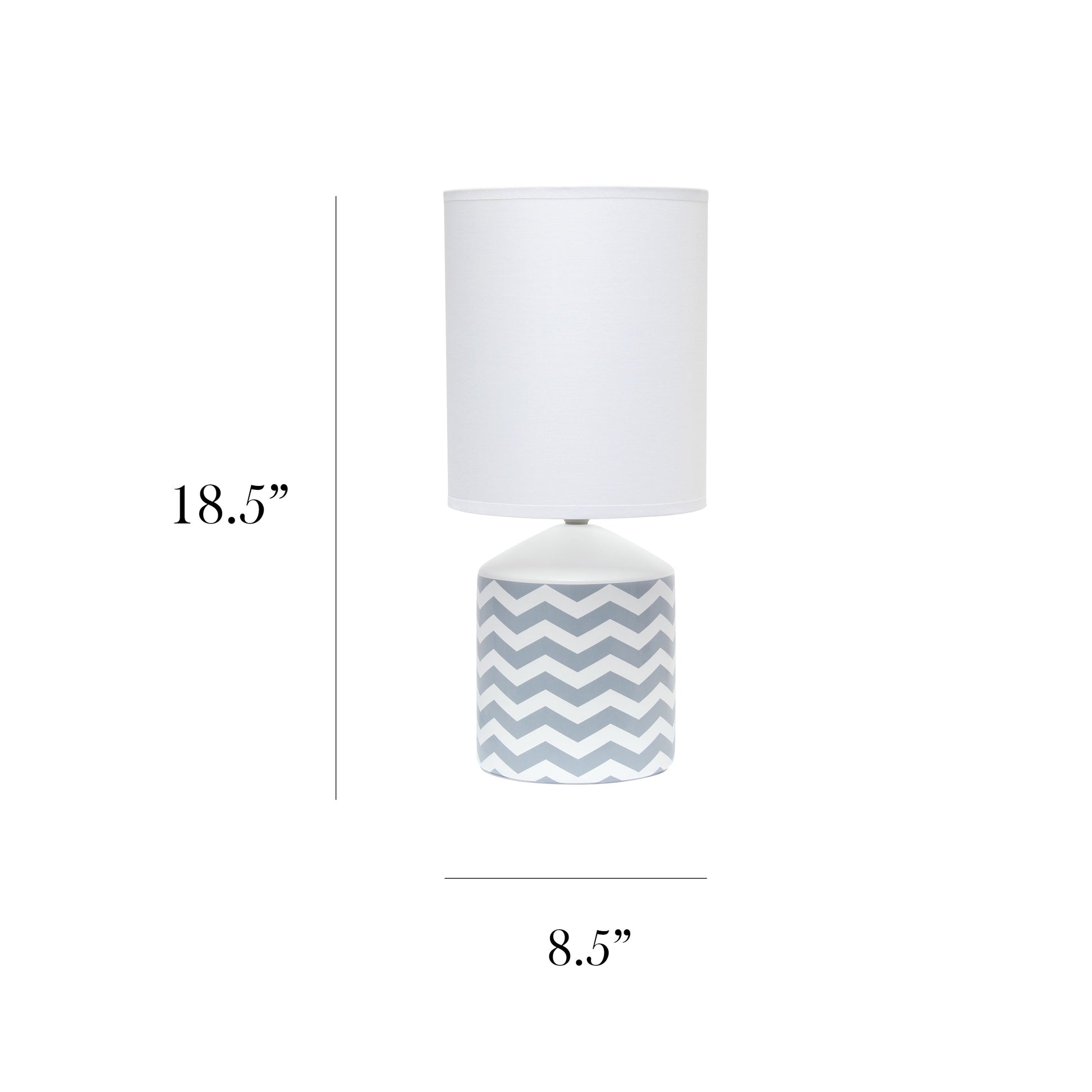 All The Rages Simple Designs White & Gray Waves Prints Table Lamp