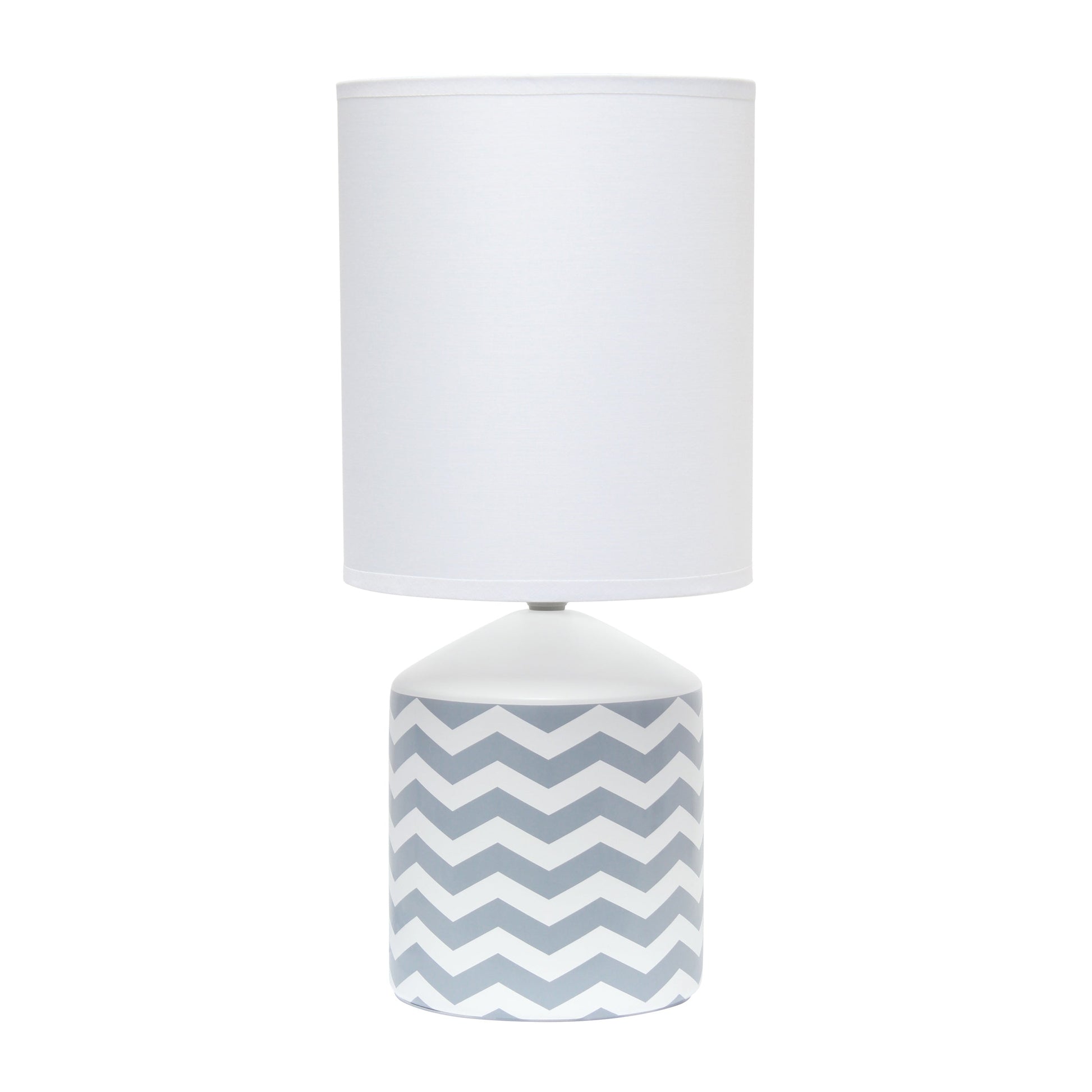 All The Rages Simple Designs White & Gray Waves Prints Table Lamp