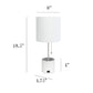 All The Rages Simple Designs White Hammered Metal Organizer Table Lamp With USB Charging Port & Fabric Shade