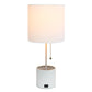 All The Rages Simple Designs White Hammered Metal Organizer Table Lamp With USB Charging Port & Fabric Shade