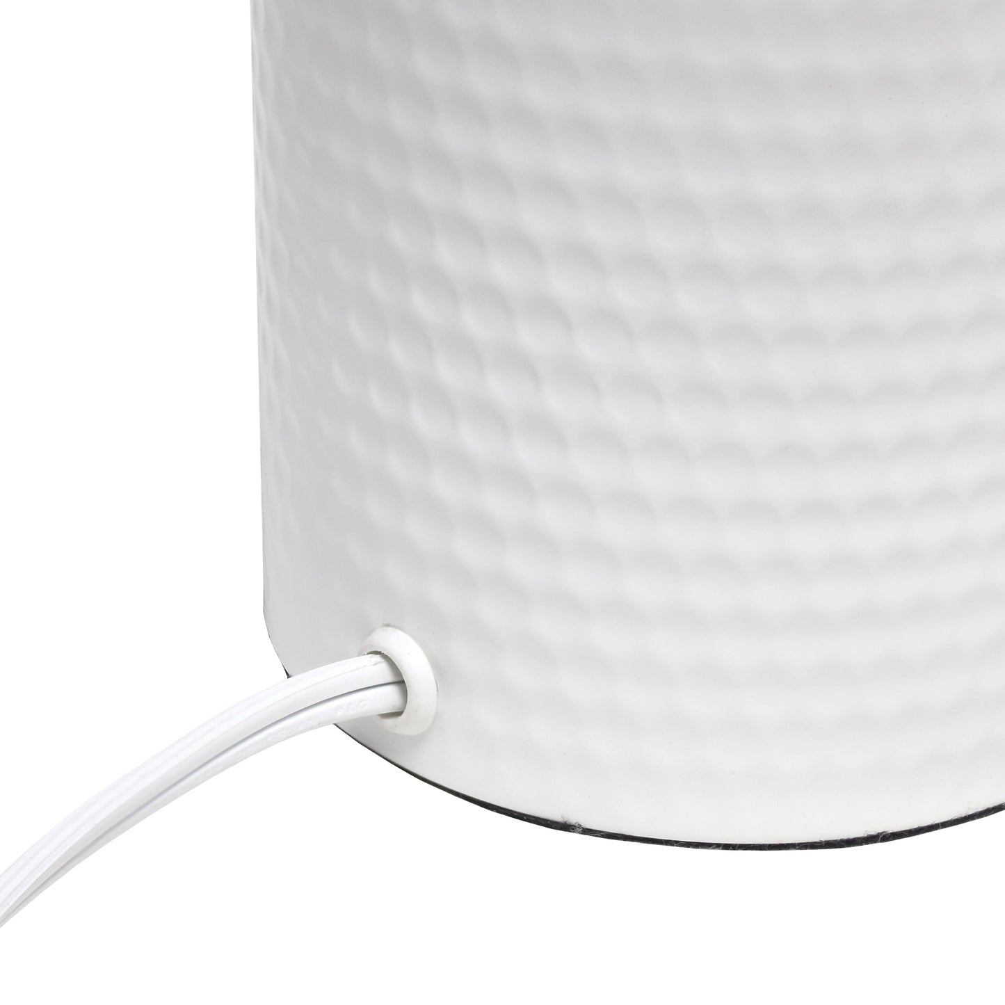 All The Rages Simple Designs White Hammered Metal Organizer Table Lamp With USB Charging Port & Fabric Shade