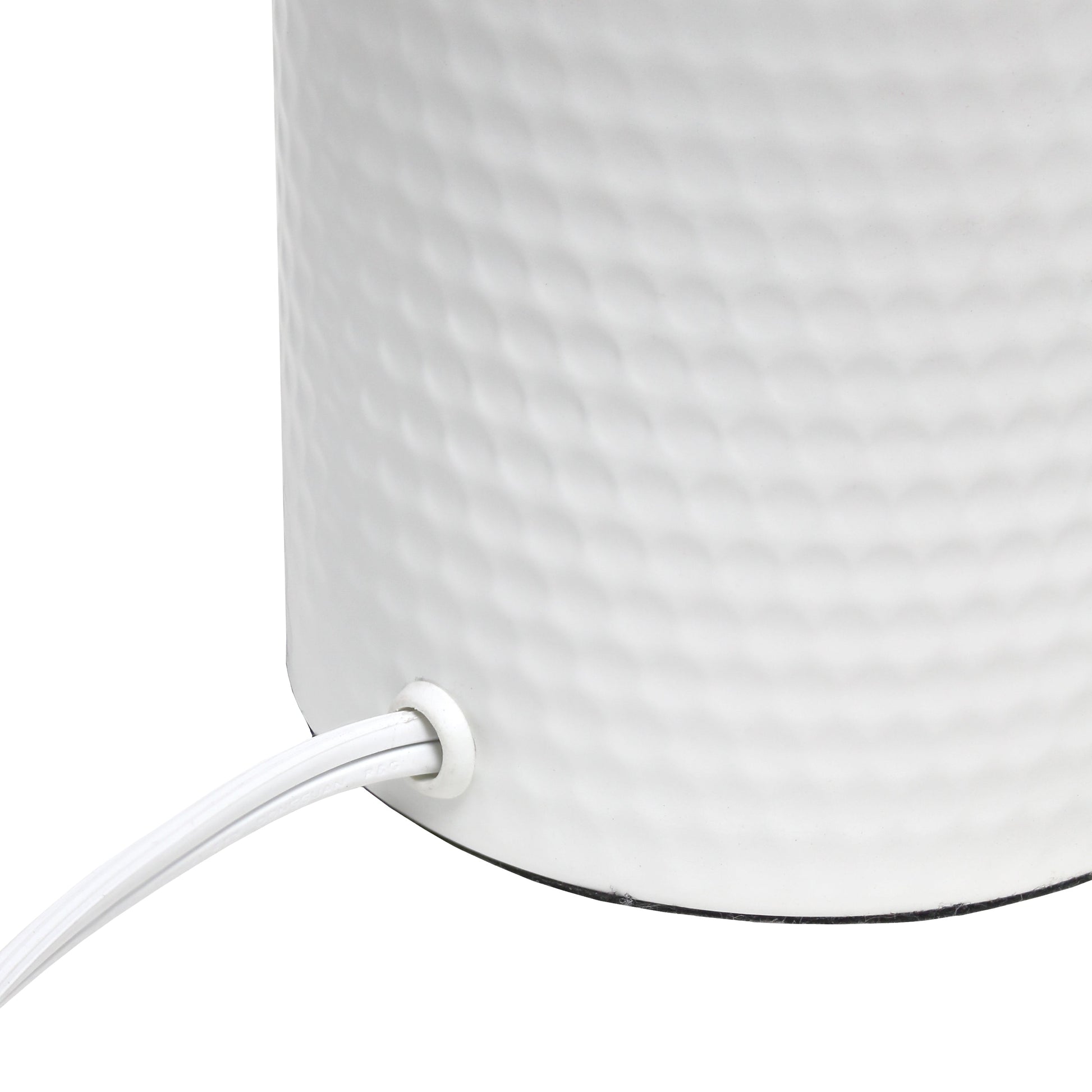 All The Rages Simple Designs White Hammered Metal Organizer Table Lamp With USB Charging Port & Fabric Shade