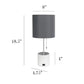 All The Rages Simple Designs White Hammered Metal Organizer Table Lamp With USB Charging Port & Gray Fabric Shade