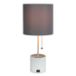 All The Rages Simple Designs White Hammered Metal Organizer Table Lamp With USB Charging Port & Gray Fabric Shade