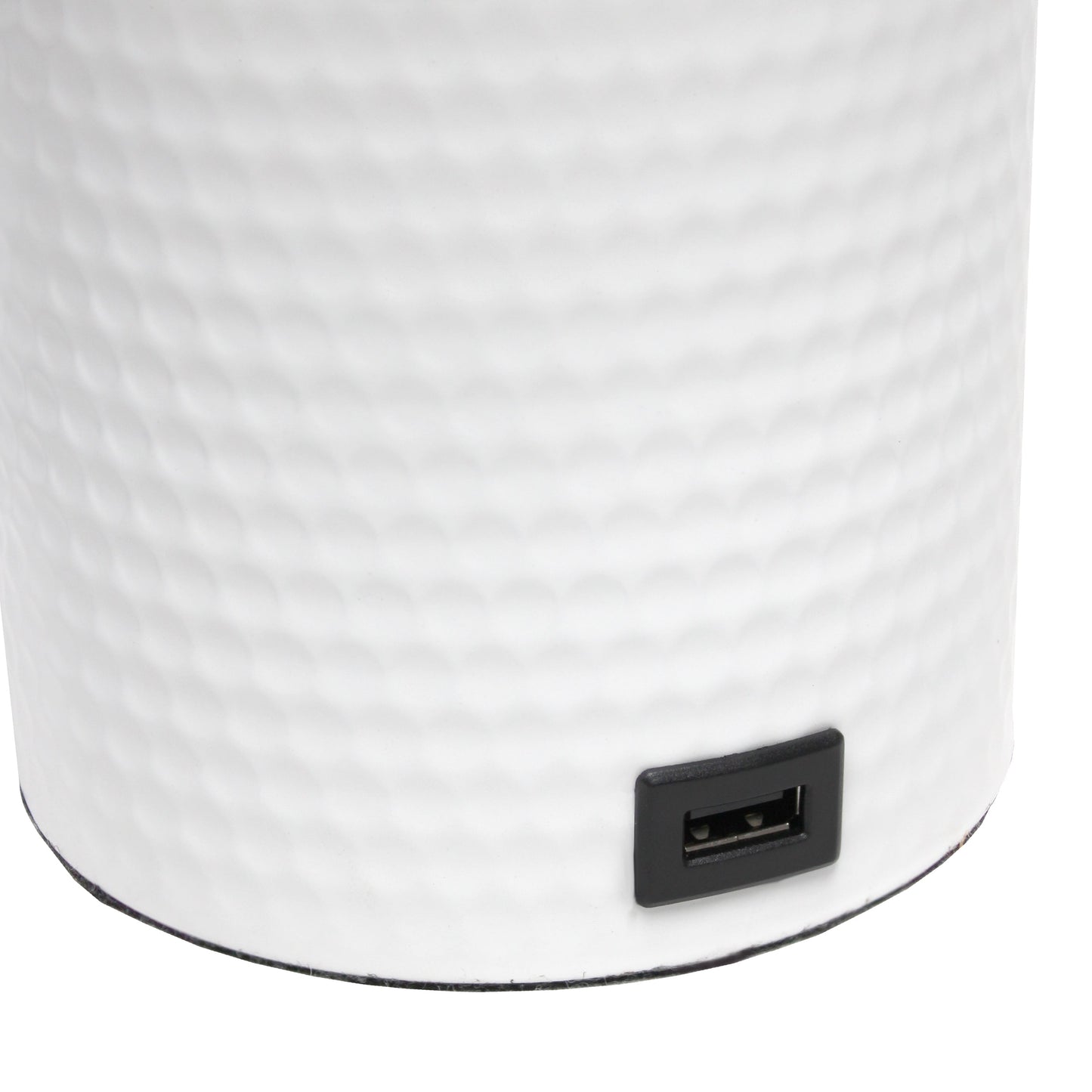 All The Rages Simple Designs White Hammered Metal Organizer Table Lamp With USB Charging Port & Gray Fabric Shade