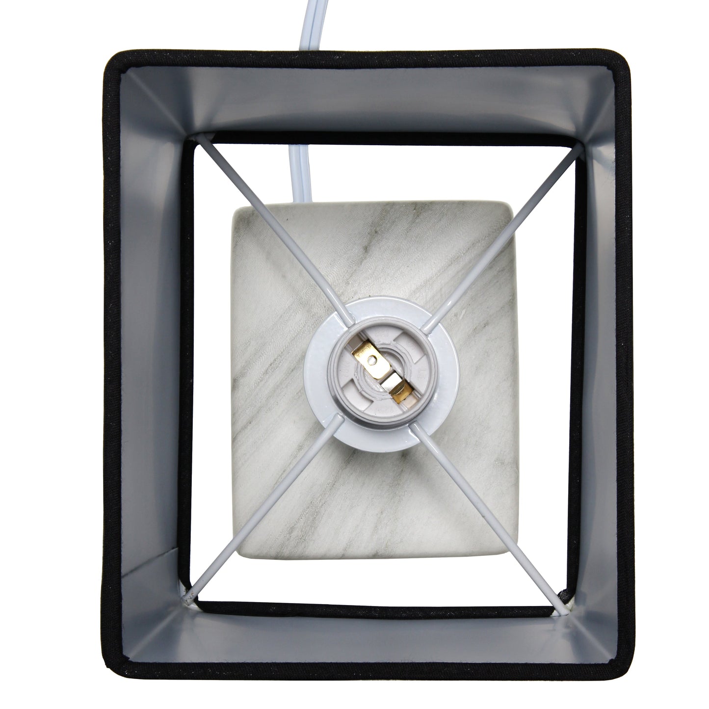 All The Rages Simple Designs White Marbled Ceramic Table Lamp With Black Fabric Shade