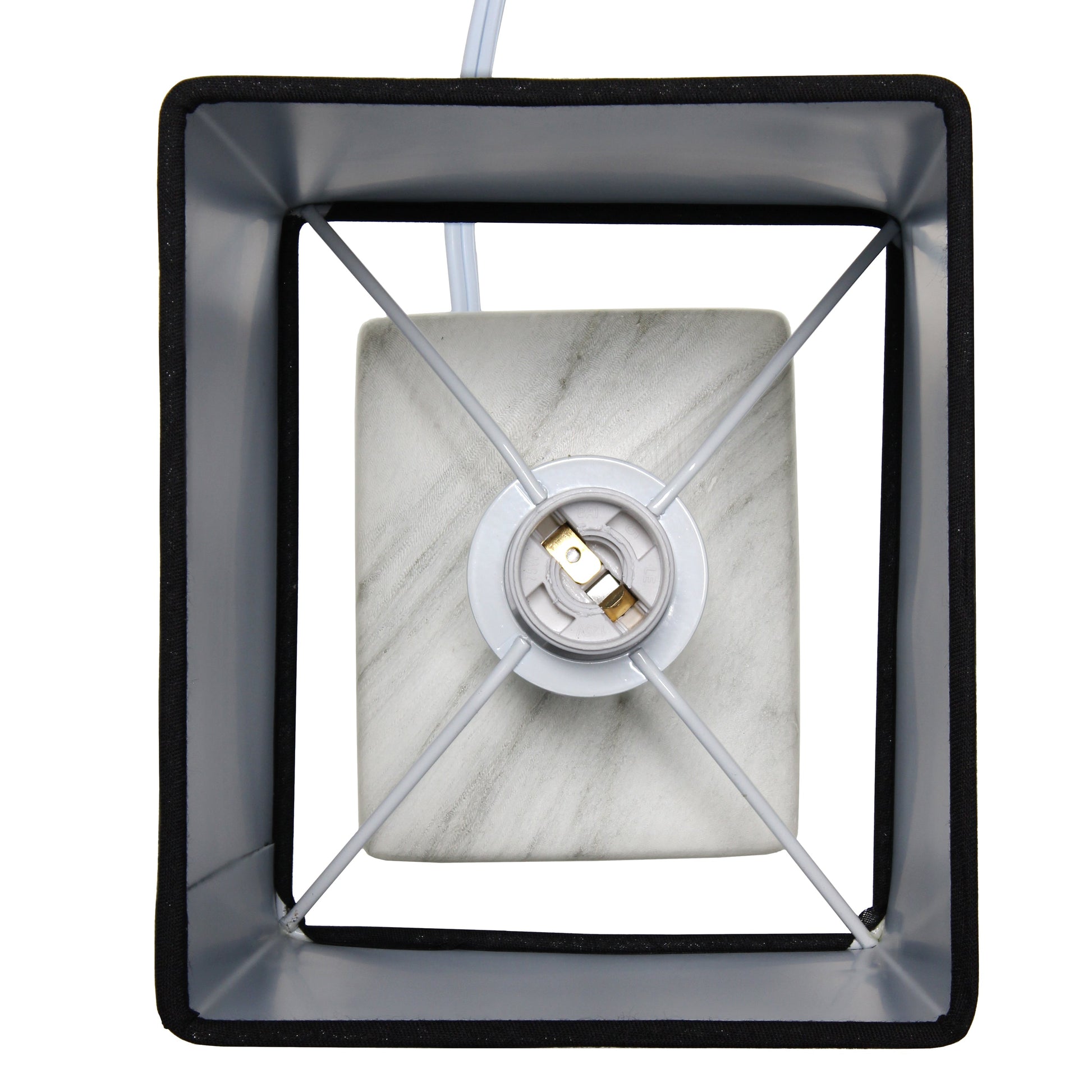 All The Rages Simple Designs White Marbled Ceramic Table Lamp With Black Fabric Shade