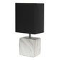 All The Rages Simple Designs White Marbled Ceramic Table Lamp With Black Fabric Shade
